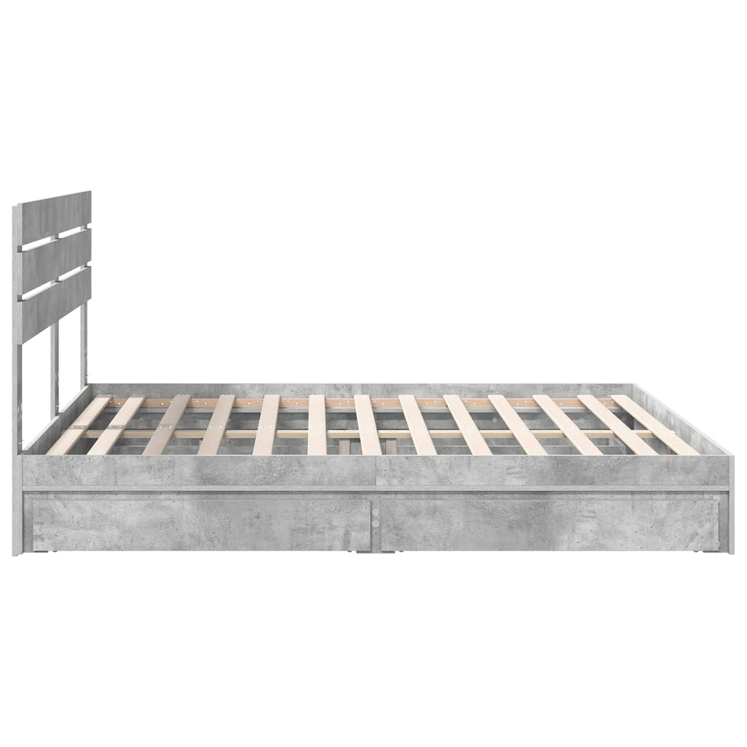 Opbevaringsseng Beton Grå 180 x 200 cm Konstrueret træ