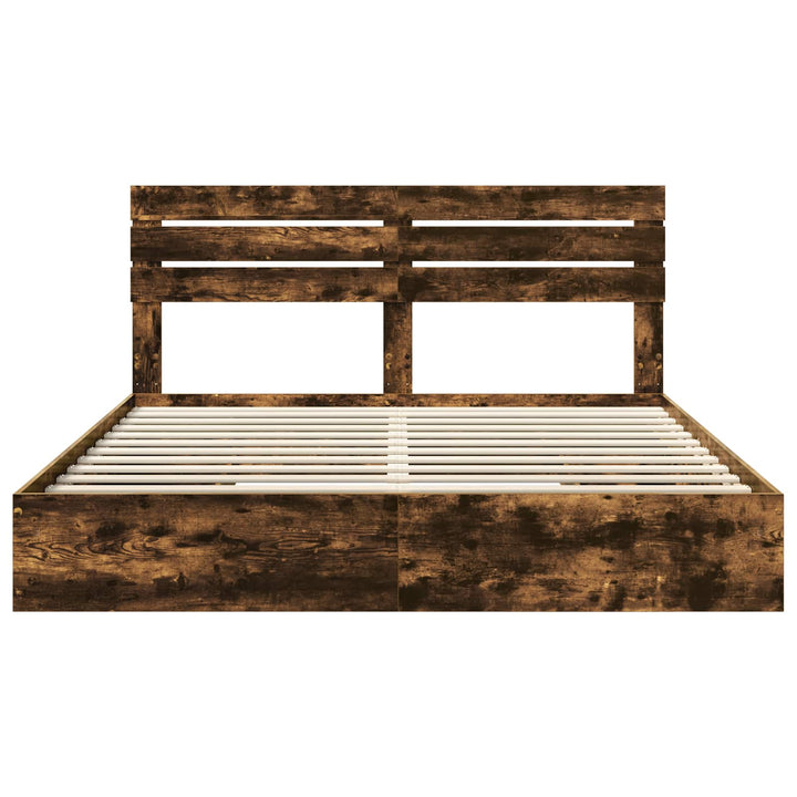 Opbevaringsseng Røget eg 180 x 200 cm Konstrueret træ