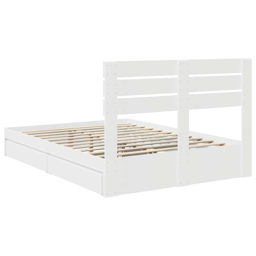 Opbevaringsseng med skuffe Hvid 160 x 200 cm Konstrueret træ