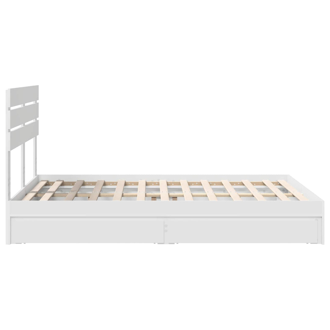Opbevaringsseng med skuffe Hvid 160 x 200 cm Konstrueret træ