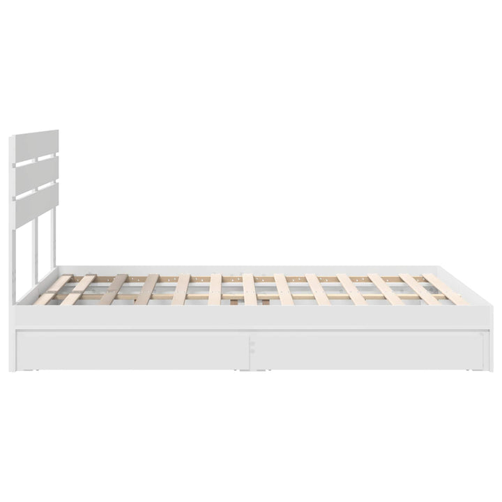 Opbevaringsseng med skuffe Hvid 160 x 200 cm Konstrueret træ