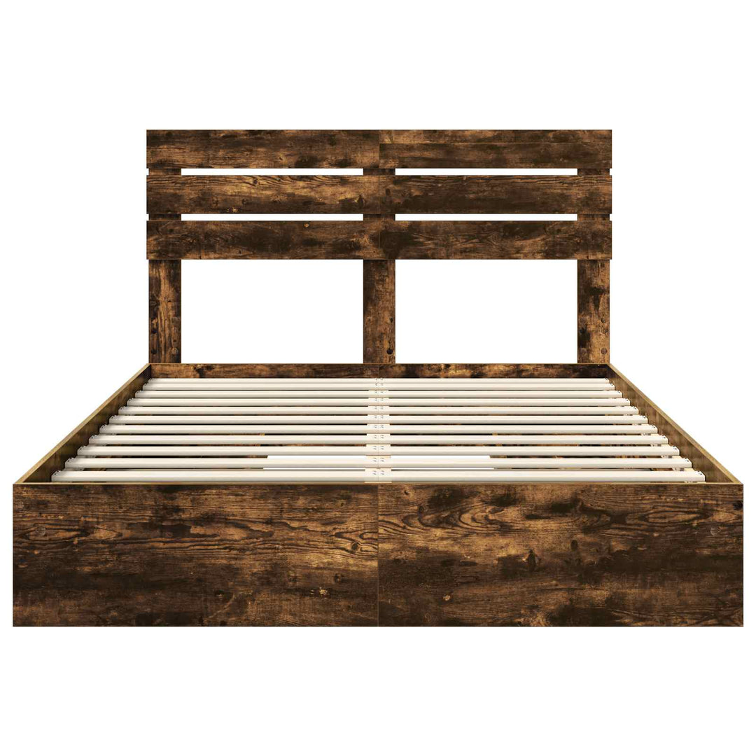 Opbevaringsseng Røget eg 160 x 200 cm Konstrueret træ
