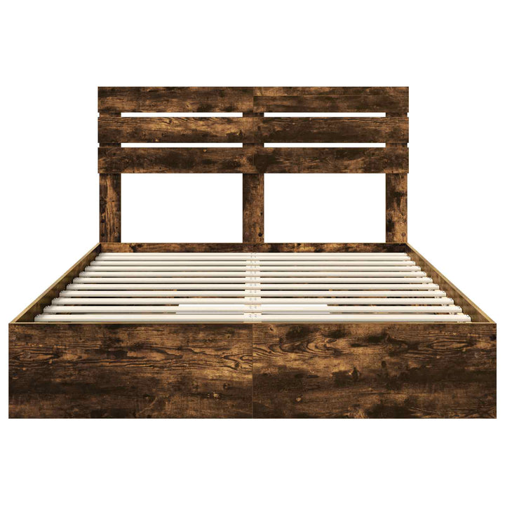 Opbevaringsseng Røget eg 160 x 200 cm Konstrueret træ