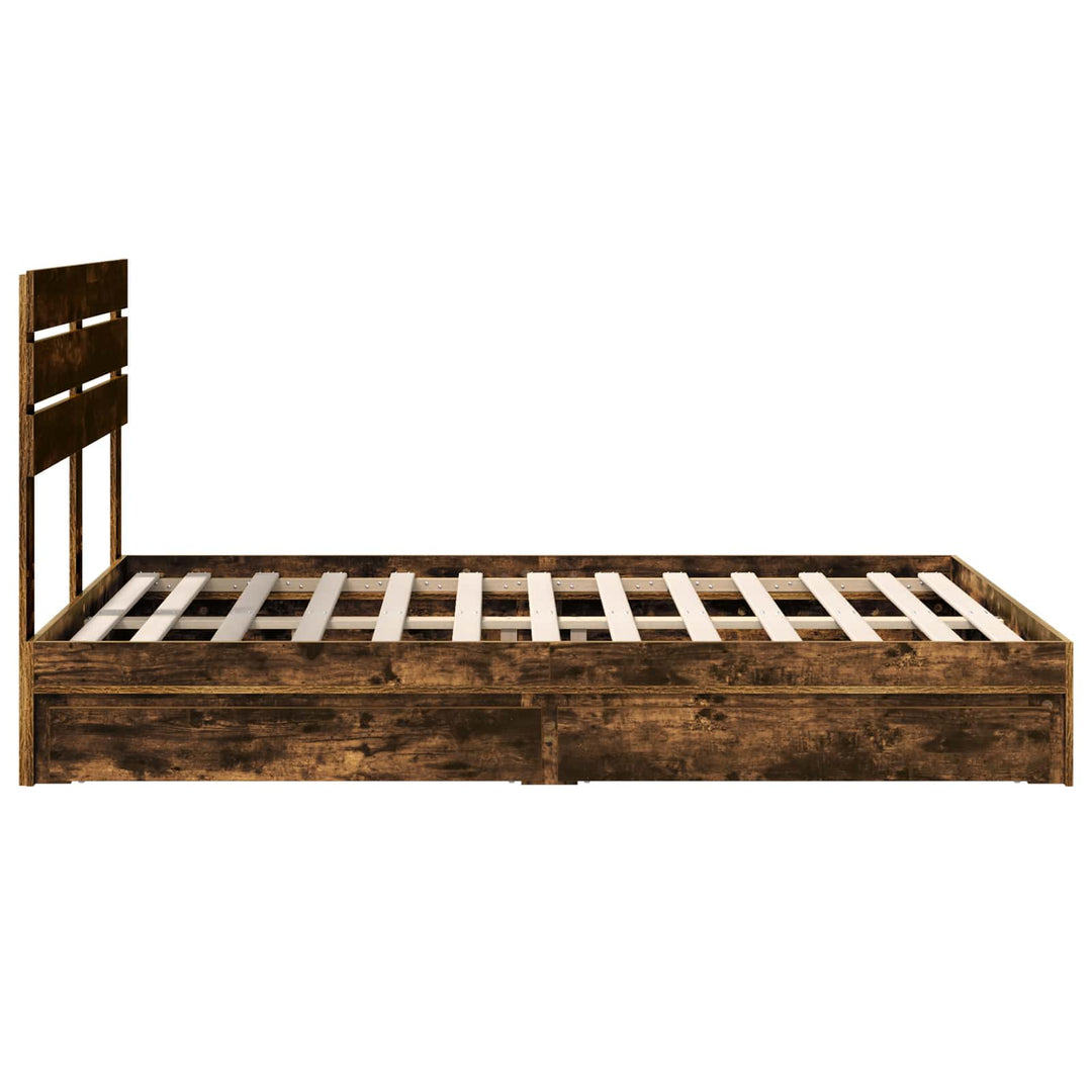 Opbevaringsseng Røget eg 160 x 200 cm Konstrueret træ