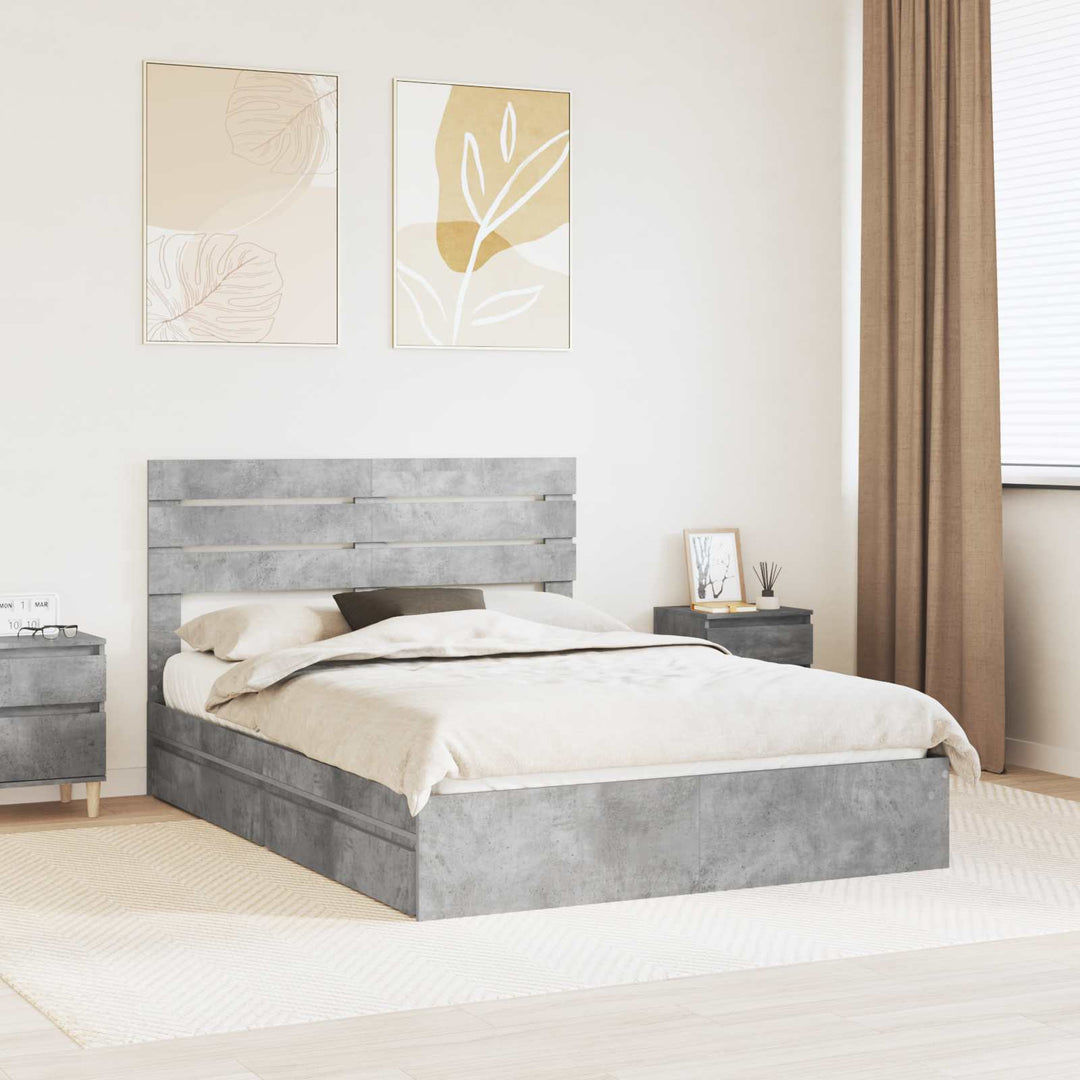Opbevaringsseng Beton Grå 150 x 200 cm Konstrueret træ