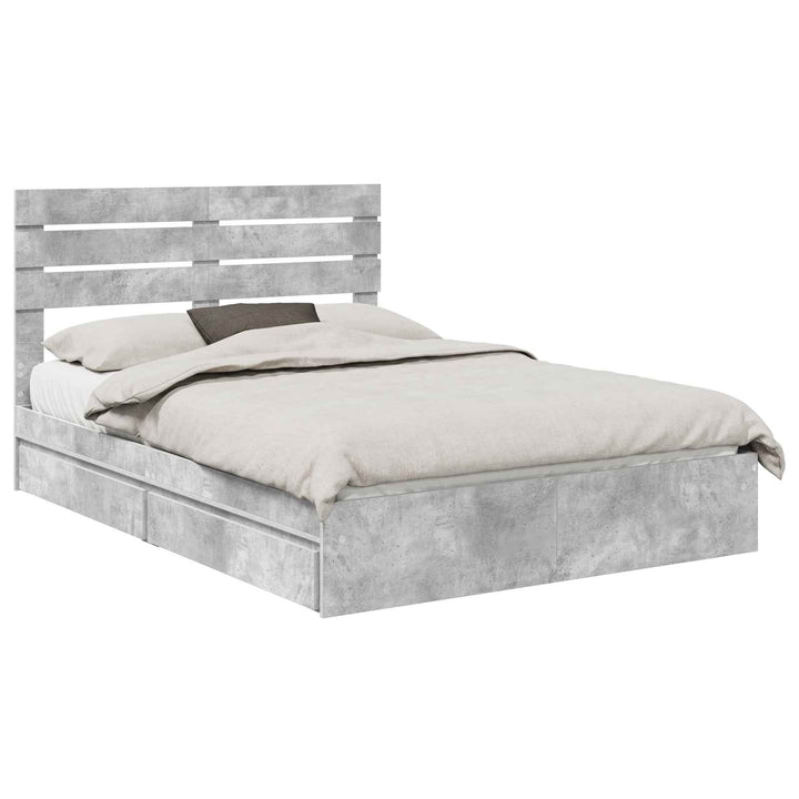 Opbevaringsseng Beton Grå 150 x 200 cm Konstrueret træ