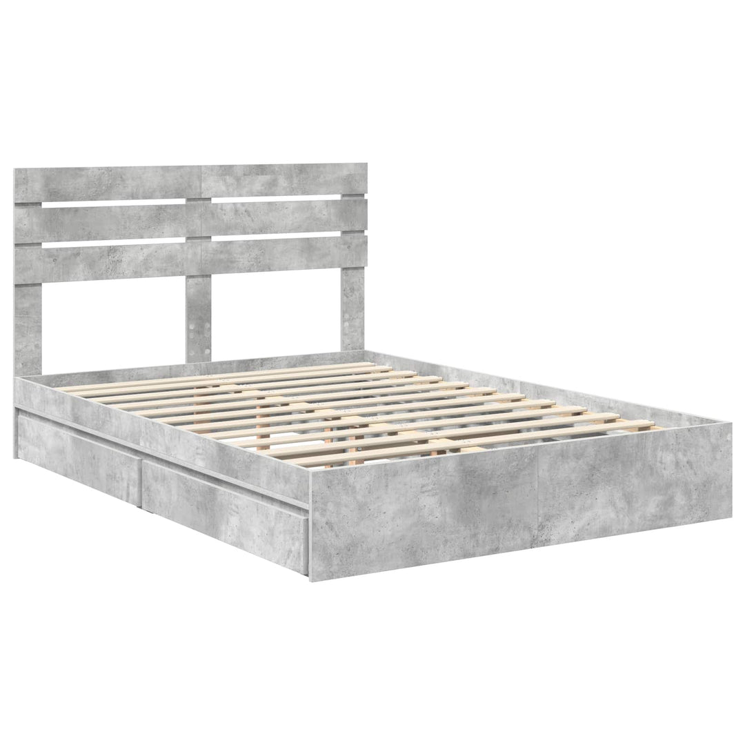 Opbevaringsseng Beton Grå 150 x 200 cm Konstrueret træ