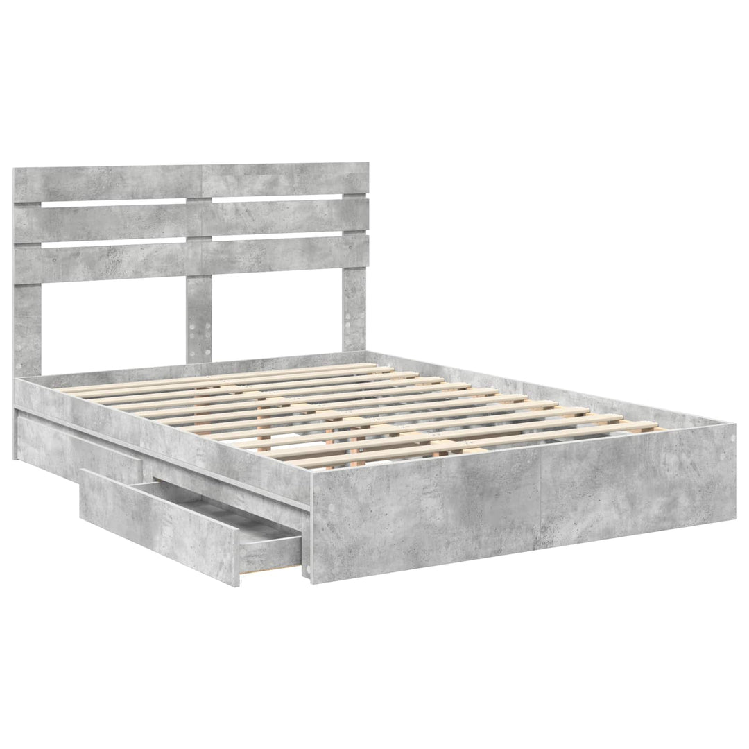 Opbevaringsseng Beton Grå 150 x 200 cm Konstrueret træ