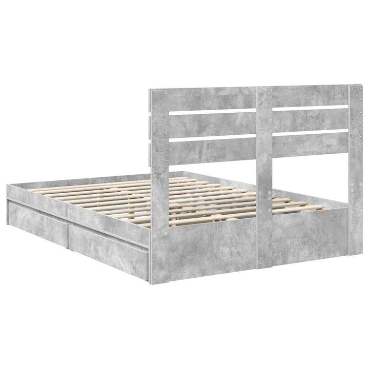 Opbevaringsseng Beton Grå 150 x 200 cm Konstrueret træ