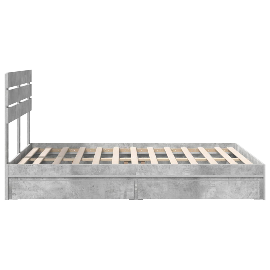 Opbevaringsseng Beton Grå 150 x 200 cm Konstrueret træ
