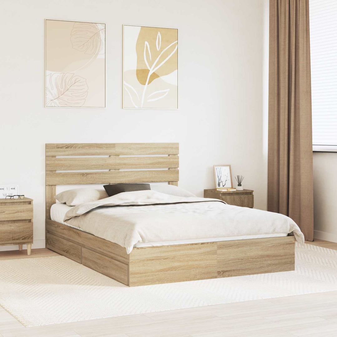 Opbevaringsseng Sonoma eg 140 x 200 cm Konstrueret træ
