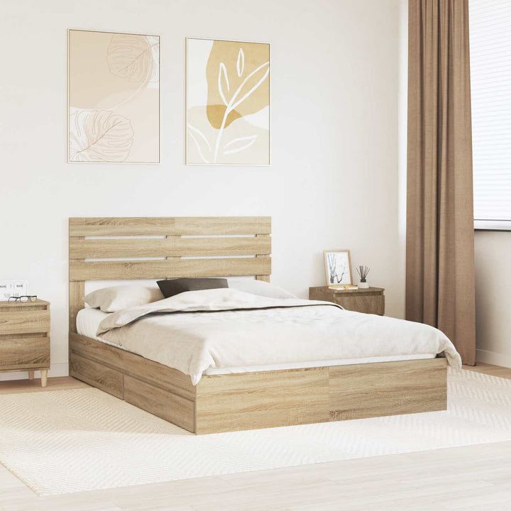 Opbevaringsseng Sonoma eg 140 x 200 cm Konstrueret træ