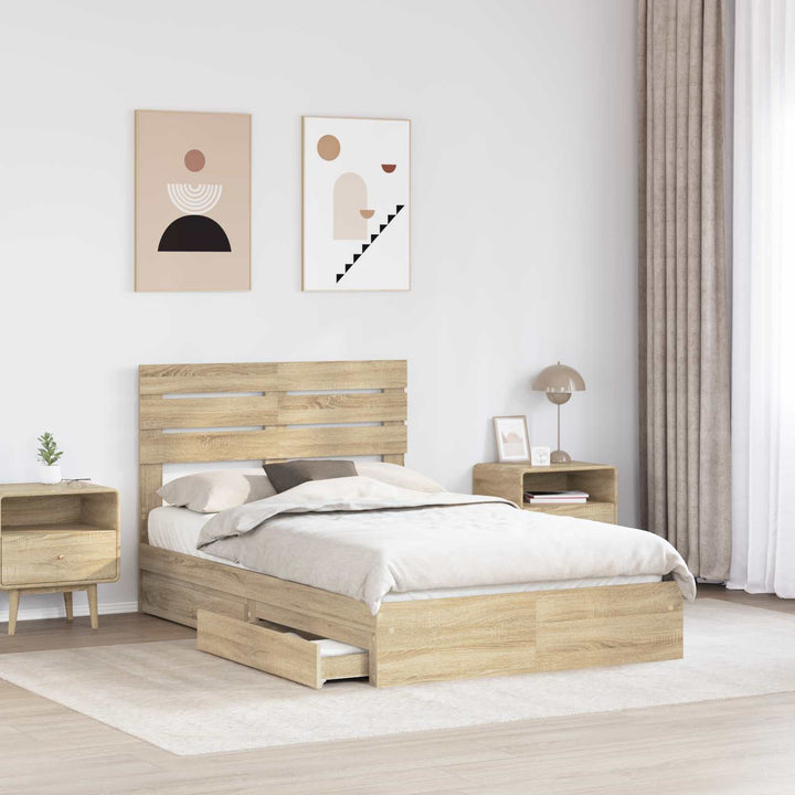Opbevaringsseng Sonoma eg 135 x 190 cm Konstrueret træ