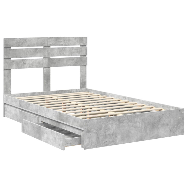 Opbevaringsseng Beton Grå 135 x 190 cm Konstrueret træ