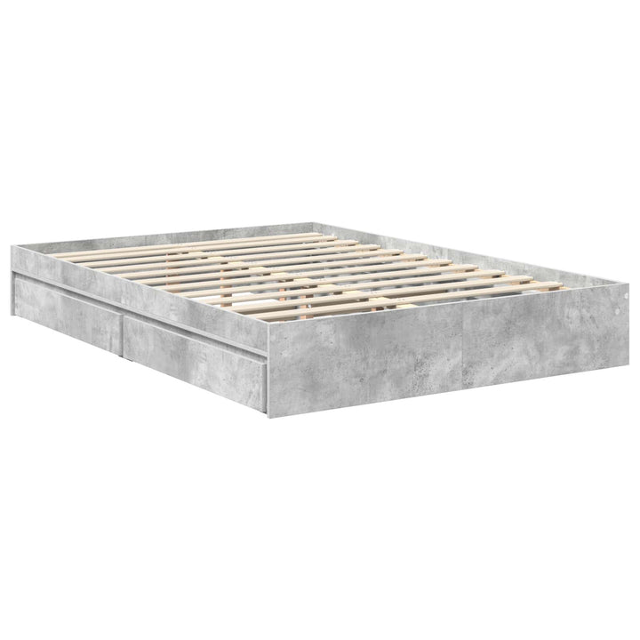 Opbevaringsseng Beton Grå 135 x 190 cm Konstrueret træ