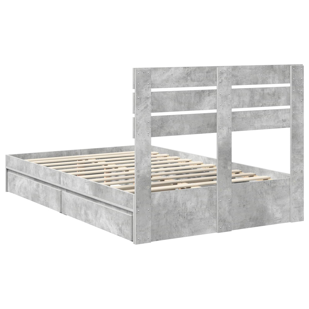 Opbevaringsseng Beton Grå 135 x 190 cm Konstrueret træ