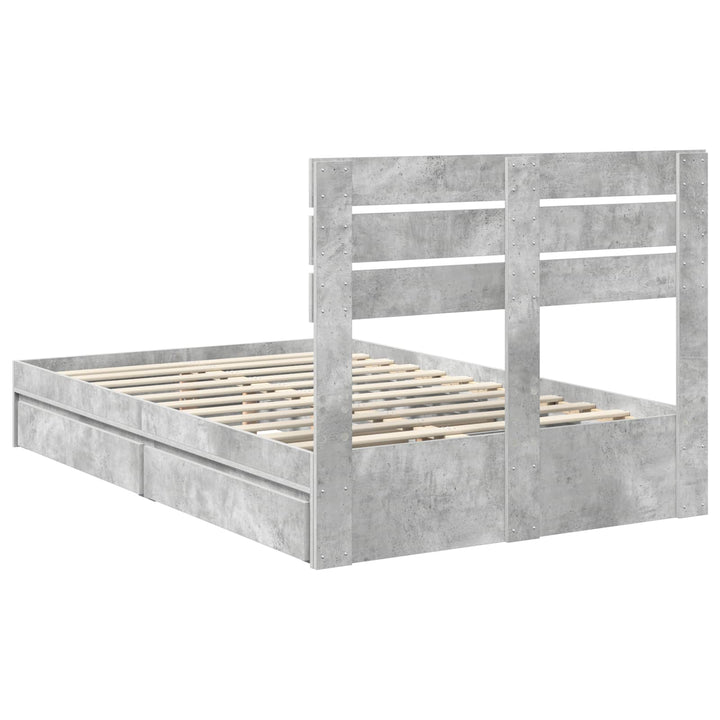 Opbevaringsseng Beton Grå 135 x 190 cm Konstrueret træ