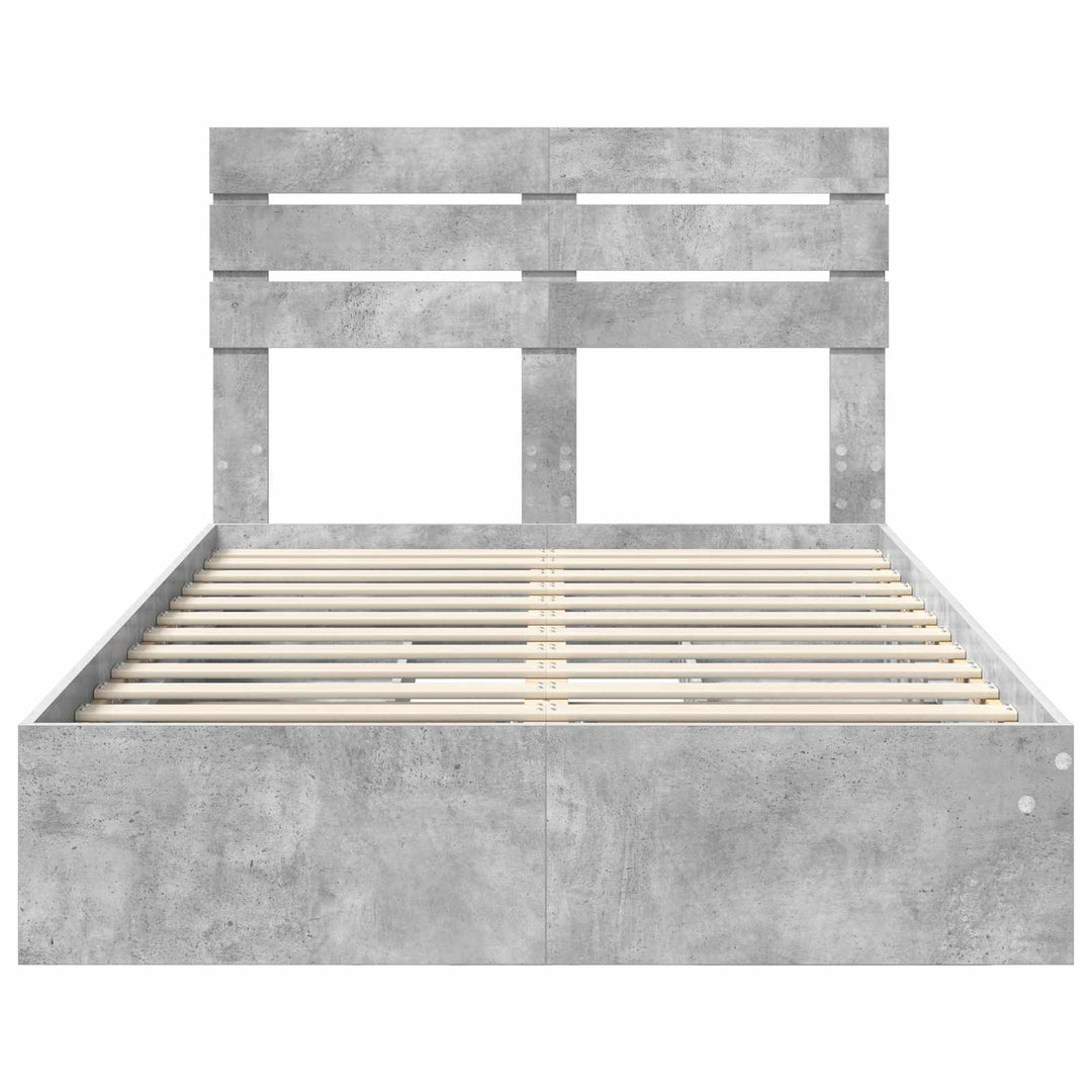 Opbevaringsseng Beton Grå 135 x 190 cm Konstrueret træ