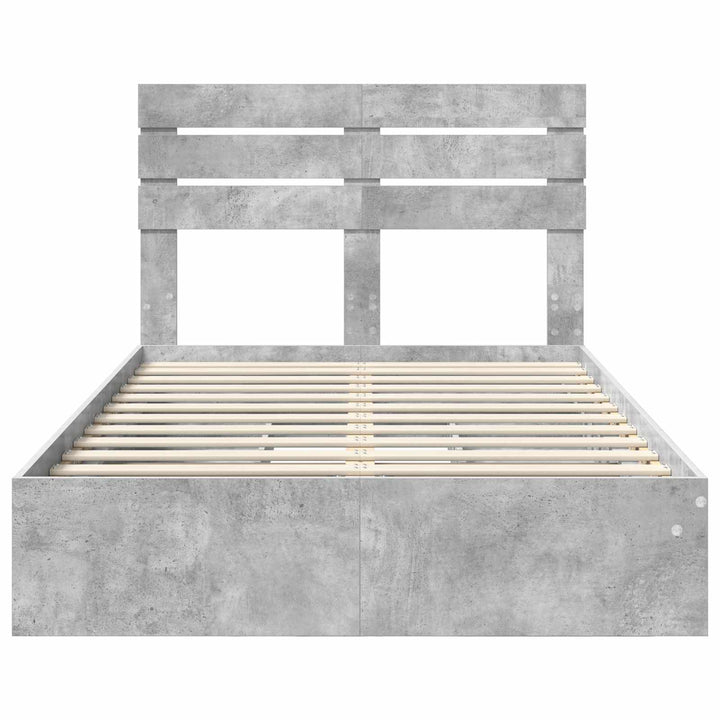 Opbevaringsseng Beton Grå 135 x 190 cm Konstrueret træ