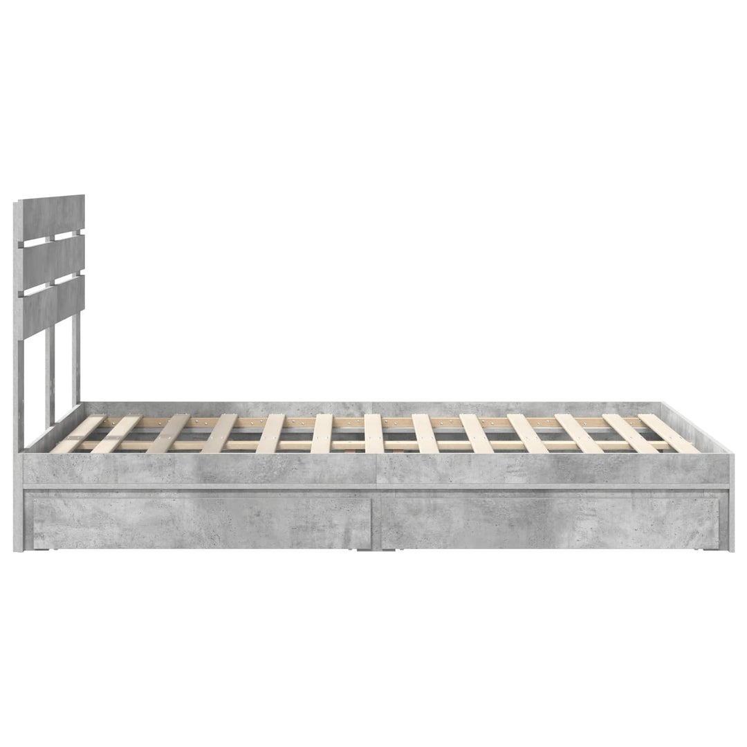 Opbevaringsseng Beton Grå 135 x 190 cm Konstrueret træ