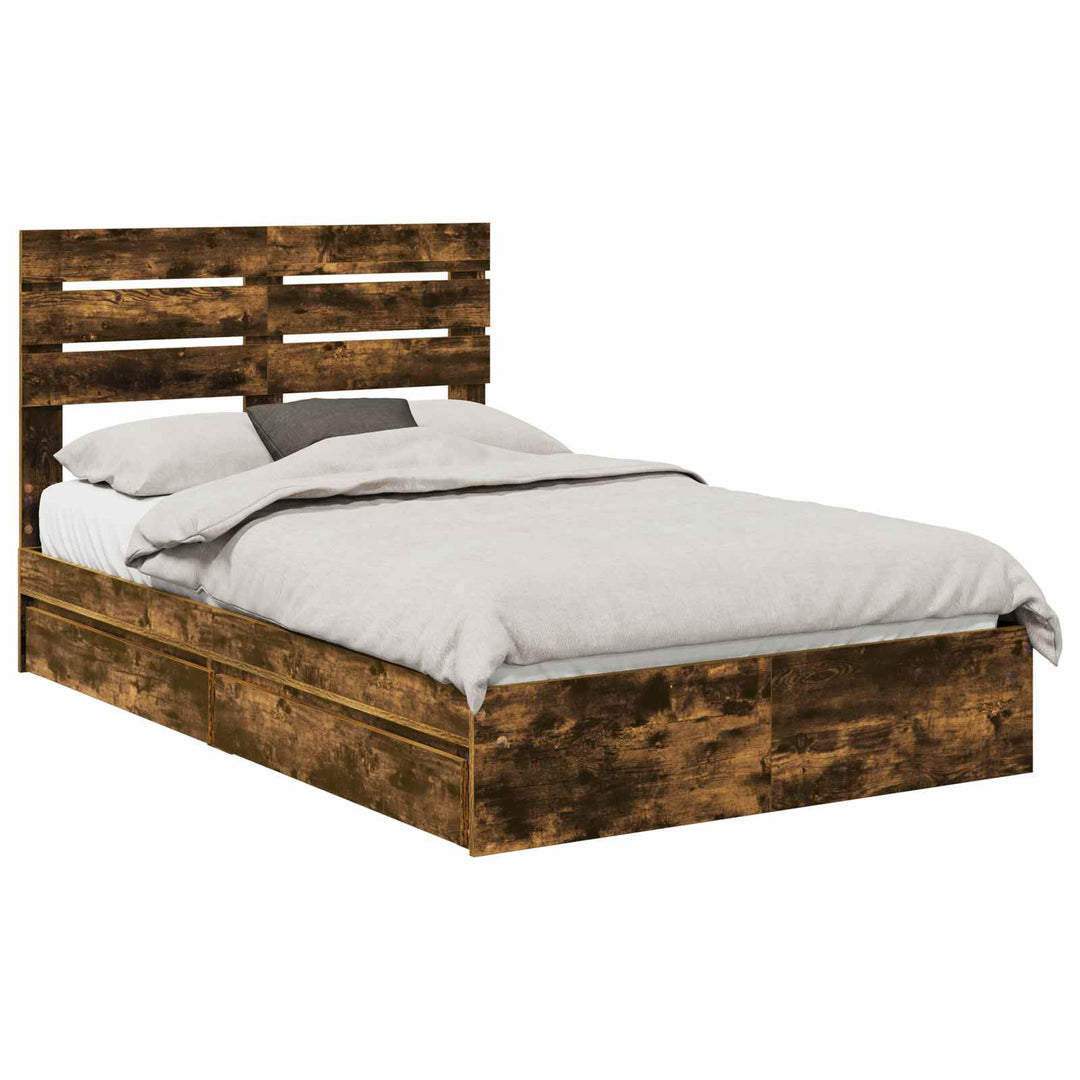 Opbevaringsseng Røget eg 135 x 190 cm Konstrueret træ
