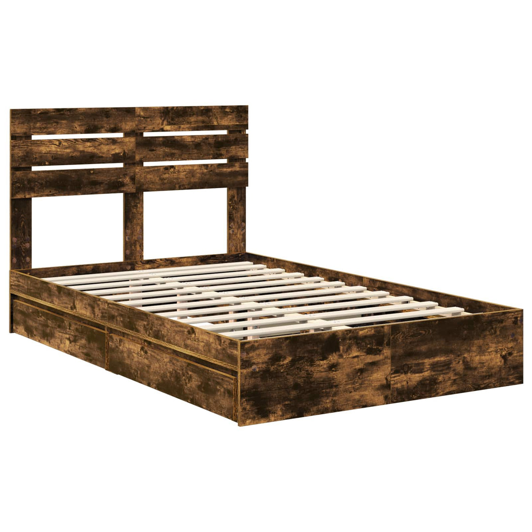 Opbevaringsseng Røget eg 135 x 190 cm Konstrueret træ