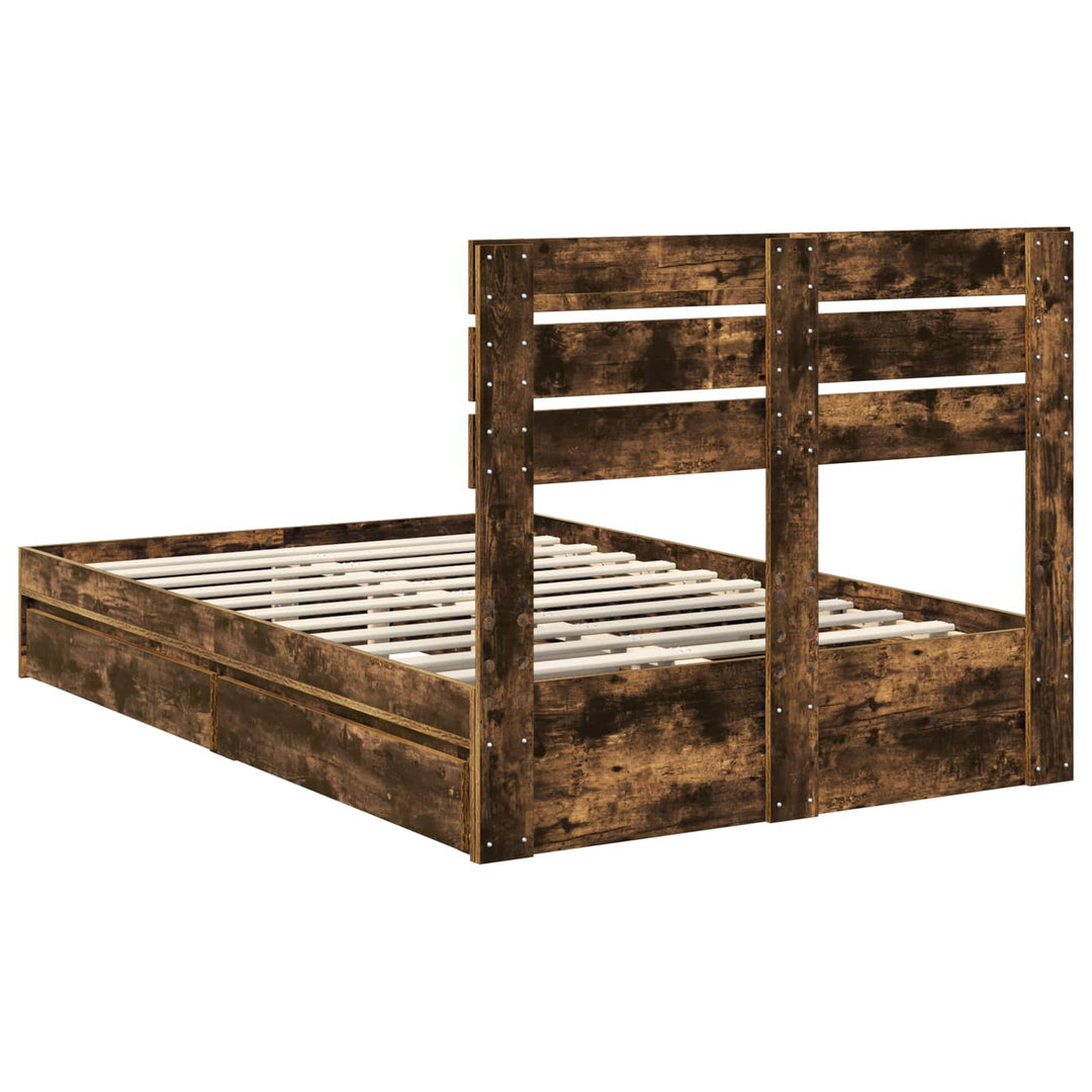 Opbevaringsseng Røget eg 135 x 190 cm Konstrueret træ