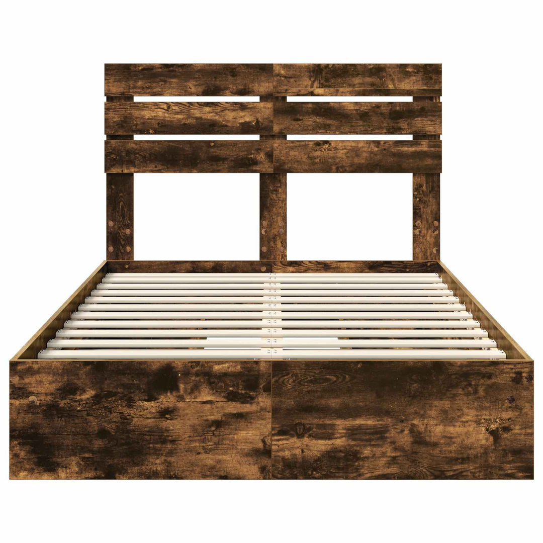Opbevaringsseng Røget eg 135 x 190 cm Konstrueret træ