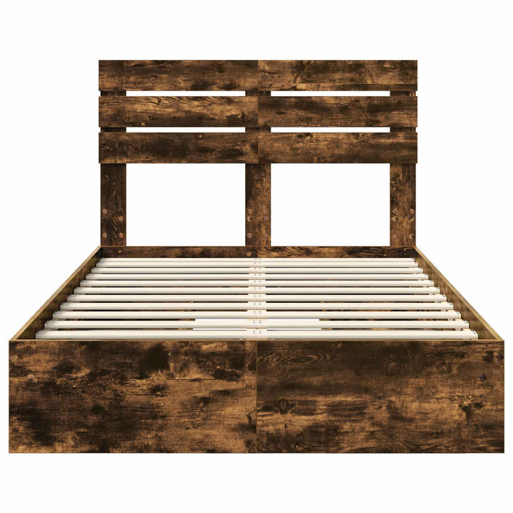 Opbevaringsseng Røget eg 135 x 190 cm Konstrueret træ