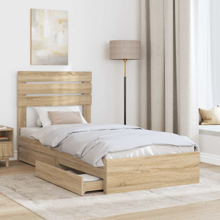 Opbevaringsseng Sonoma eg 100 x 200 cm Konstrueret træ