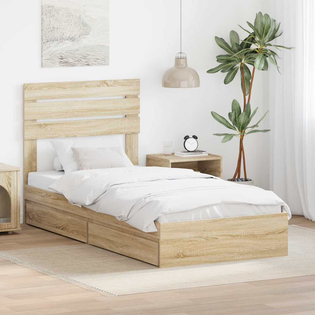 Opbevaringsseng Sonoma eg 90 x 190 cm Konstrueret træ