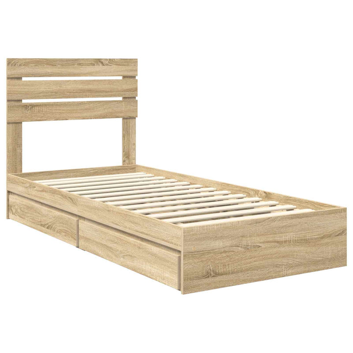 Opbevaringsseng Sonoma eg 90 x 190 cm Konstrueret træ
