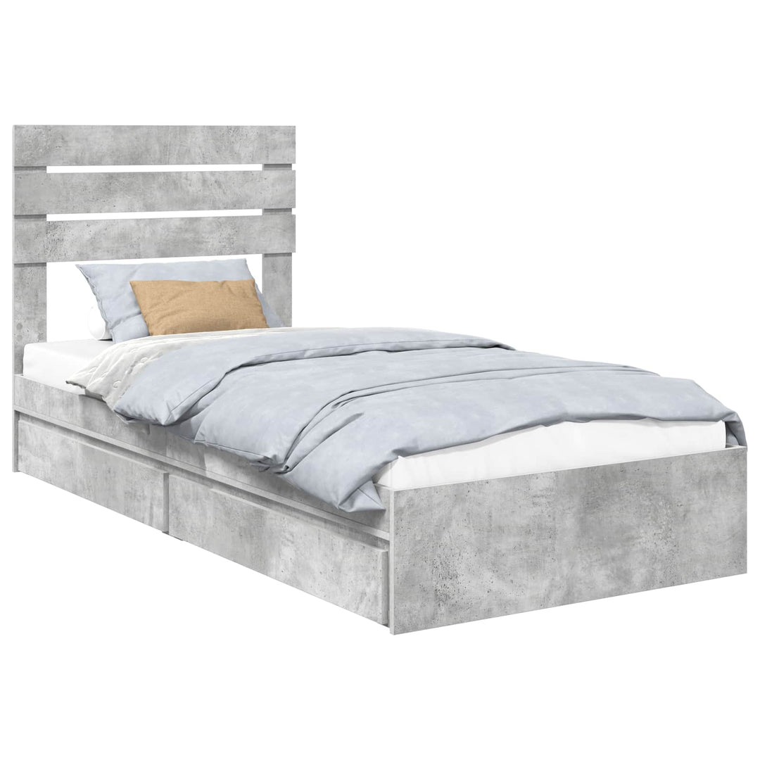 Opbevaringsseng Beton Grå 90 x 190 cm Konstrueret træ