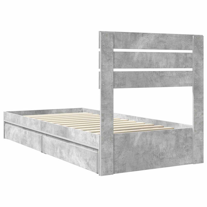 Opbevaringsseng Beton Grå 90 x 190 cm Konstrueret træ