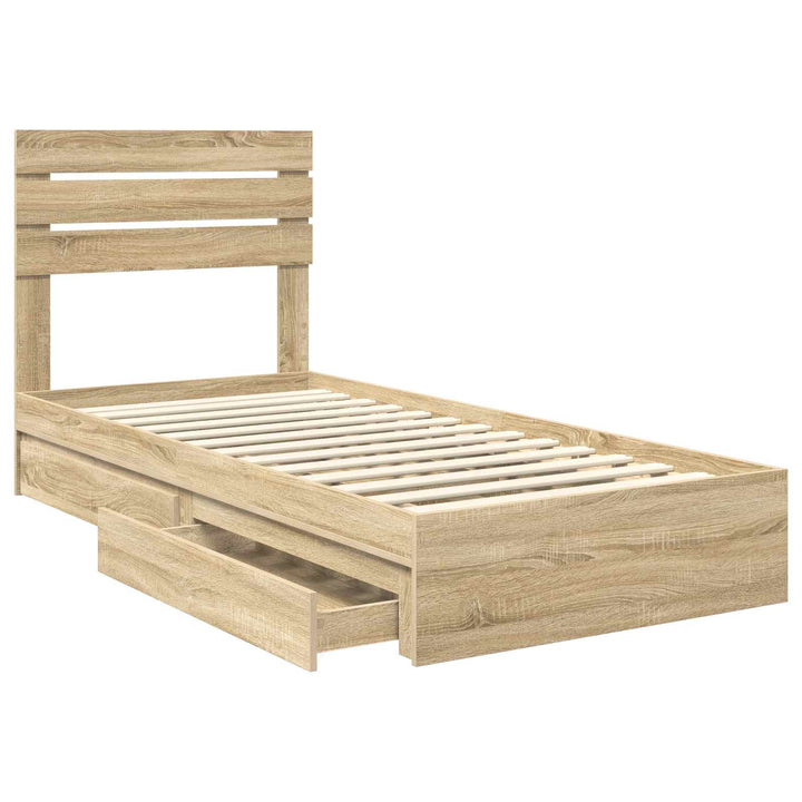 Opbevaringsseng Sonoma eg 75 x 190 cm Konstrueret træ