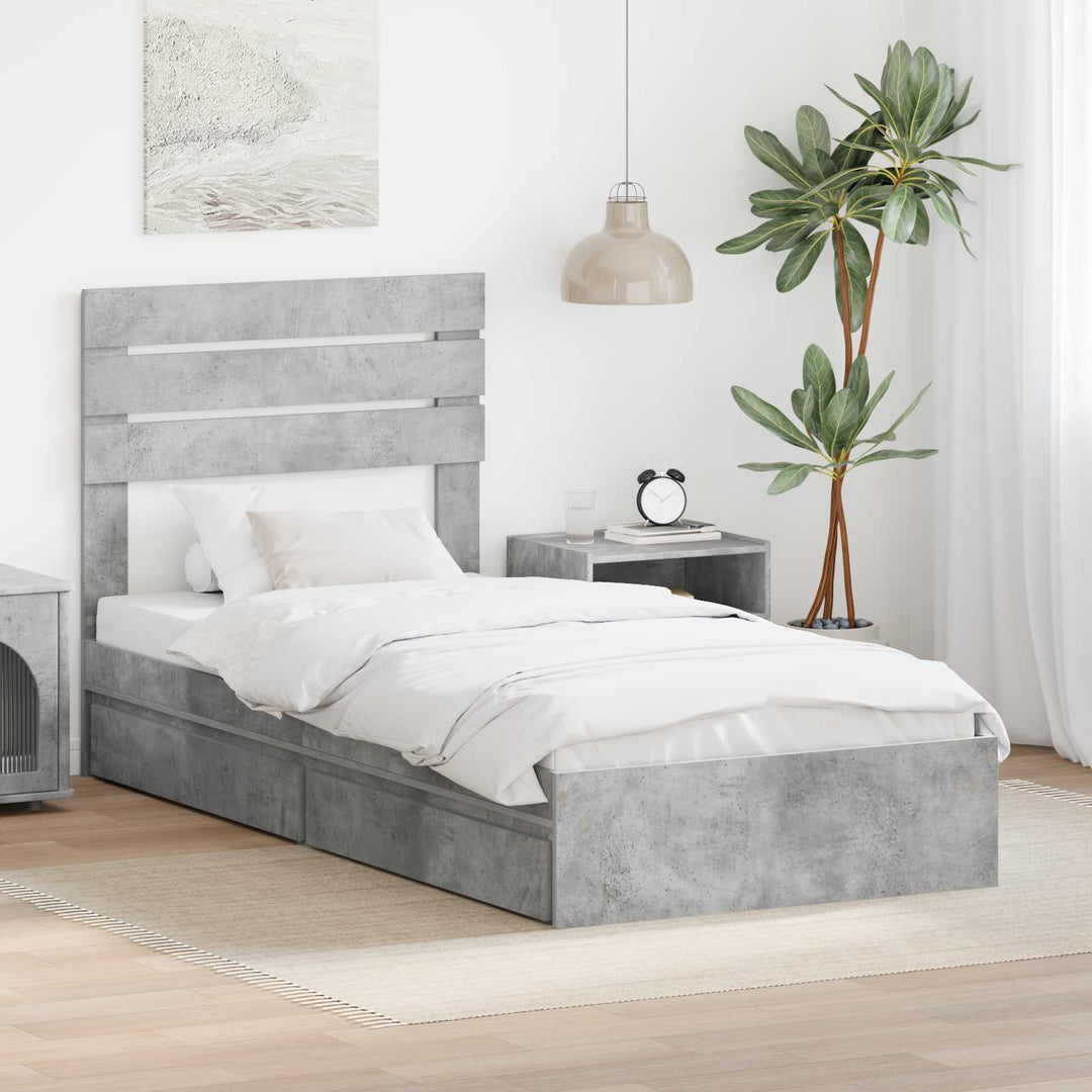 Opbevaringsseng Beton Grå 70 x 190 cm Konstrueret træ