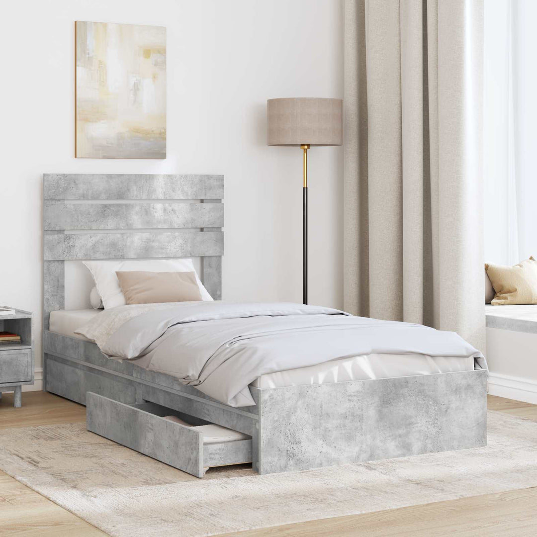 Opbevaringsseng Beton Grå 70 x 190 cm Konstrueret træ