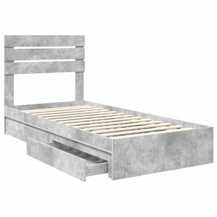 Opbevaringsseng Beton Grå 70 x 190 cm Konstrueret træ