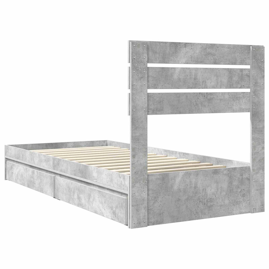 Opbevaringsseng Beton Grå 70 x 190 cm Konstrueret træ