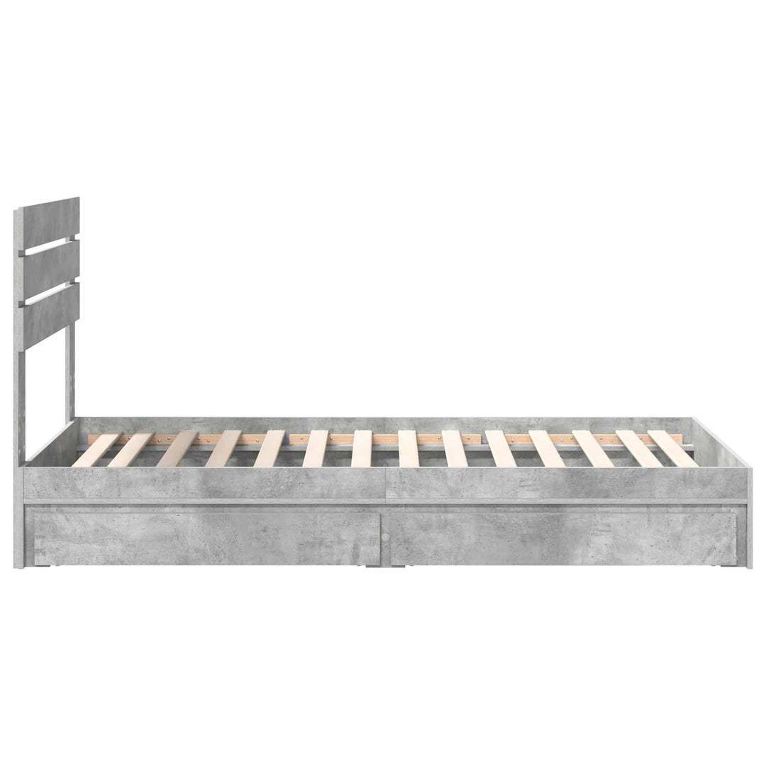 Opbevaringsseng Beton Grå 70 x 190 cm Konstrueret træ