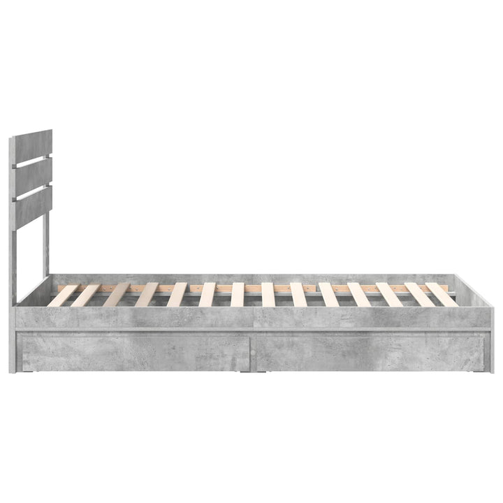 Opbevaringsseng Beton Grå 70 x 190 cm Konstrueret træ