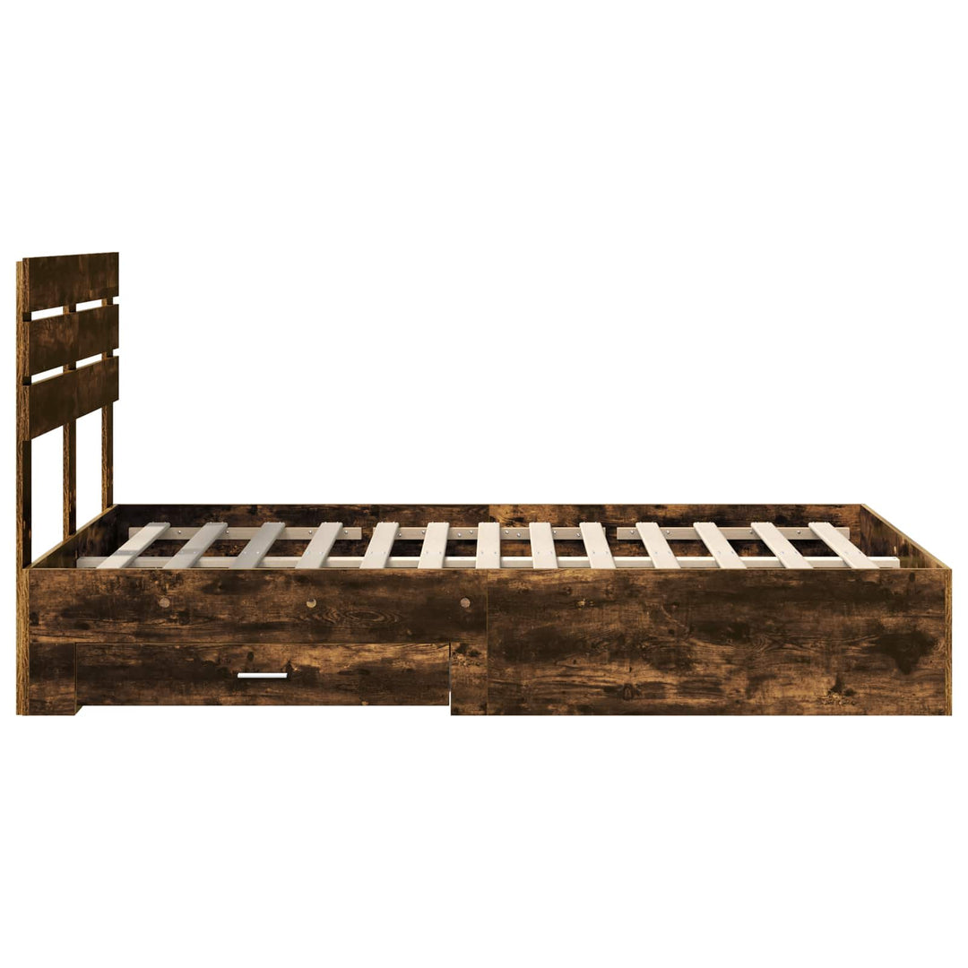 Sengestel med hovedgærde Røget eg 135 x 190 cm Konstrueret træ