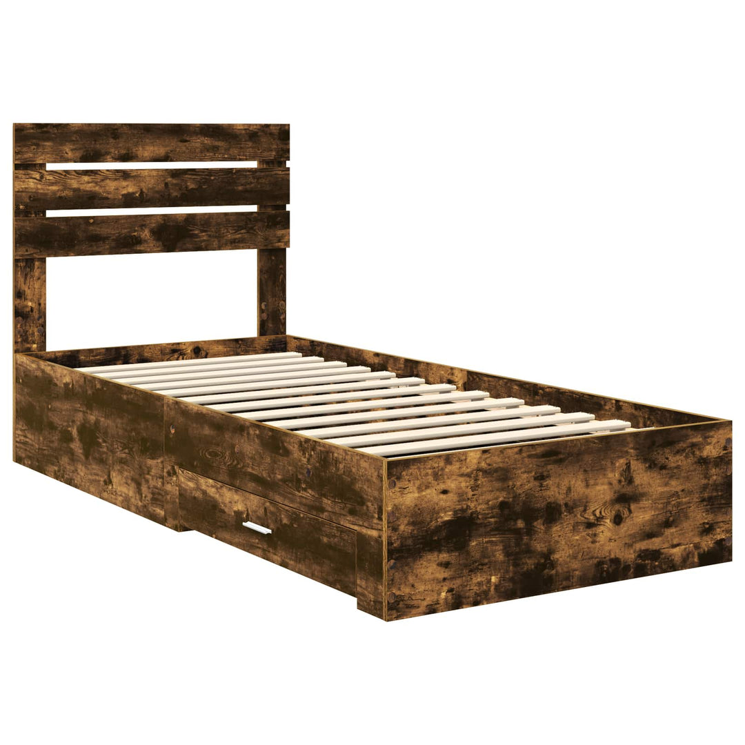 Sengestel med hovedgærde Røget eg 100 x 200 cm Konstrueret træ