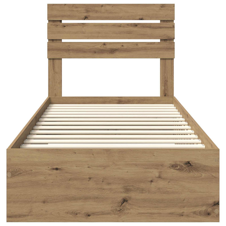Sengestel med skuffe Artisan Egetræ 90 x 190 cm Konstrueret træ