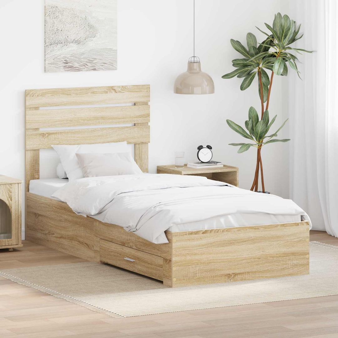 Sengestel Sonoma Eg og Sølv 75 x 190 cm Konstrueret træ
