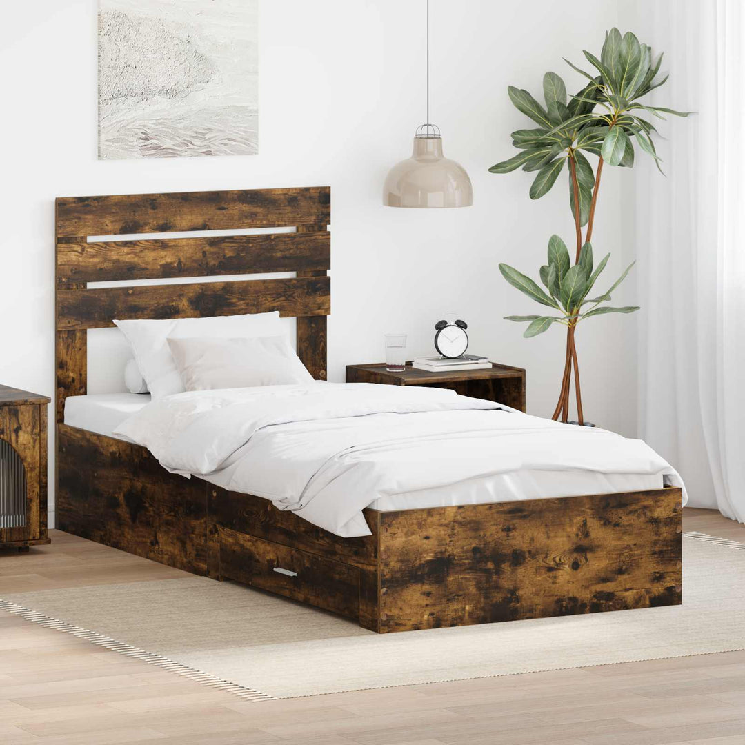 Sengestel Røget Eg og Sølv 75 x 190 cm Konstrueret træ