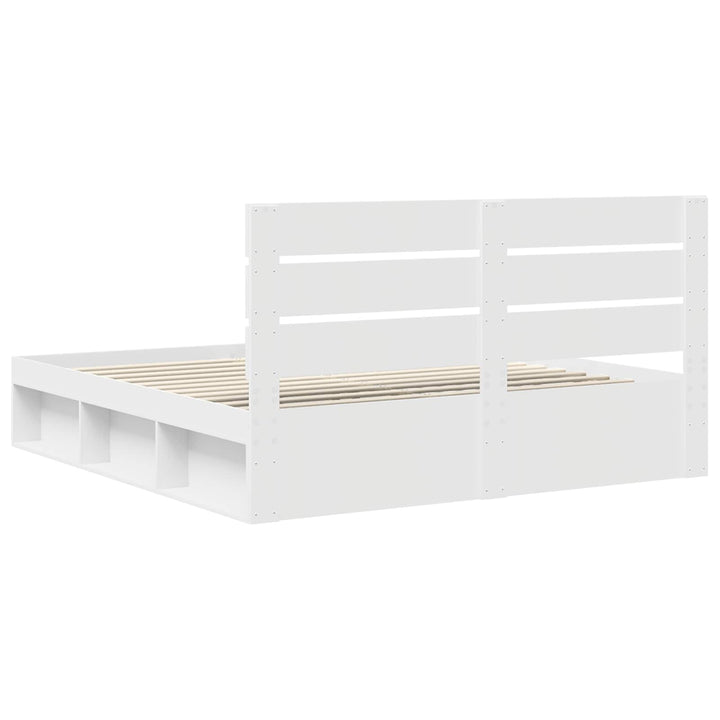 Sengestel med hovedgærde Hvid 200 x 200 cm Massiv fyrretræ