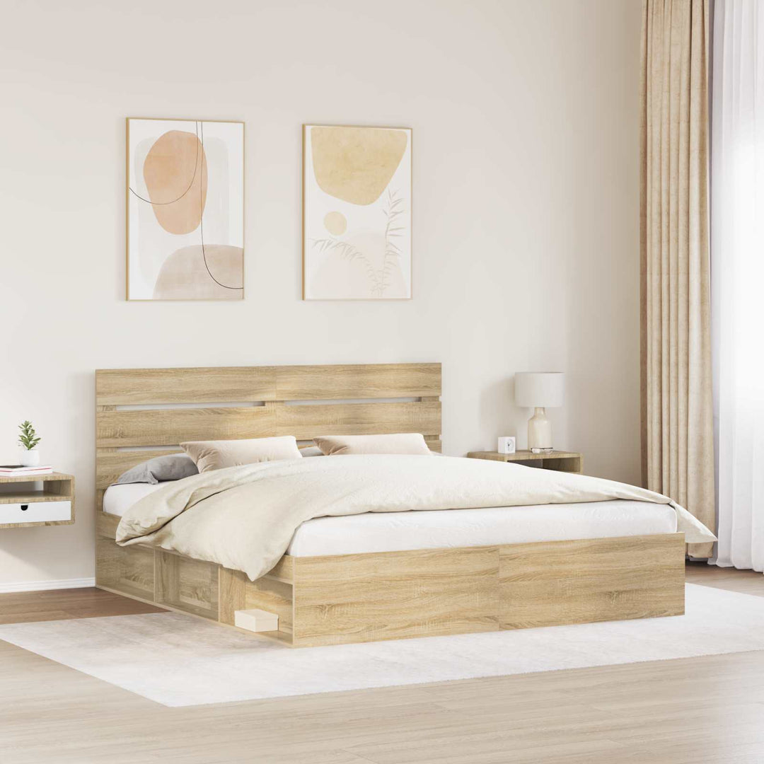Sengestel med hovedgærde Sonoma 200 x 200 cm Massiv fyrretræ