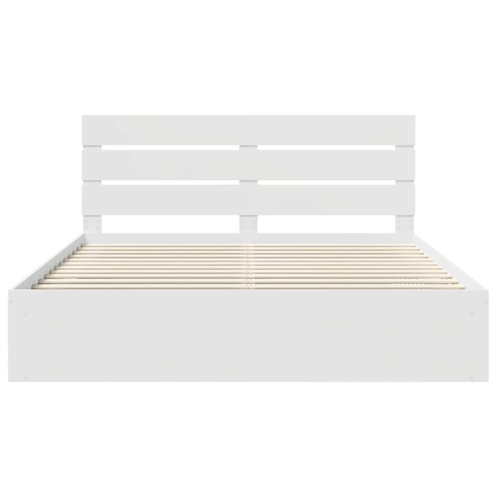 Sengestel med hovedgærde Hvid 180 x 200 cm Massiv fyrretræ