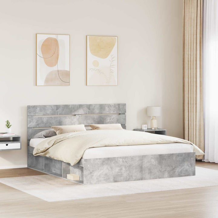 Sengestel med hovedgærde Beton 180 x 200 cm Massiv fyrretræ